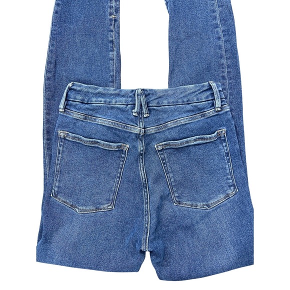 Good American Good Waist High Rise Straight Jeans 28 Distressed Split Hem - Picture 5 of 13